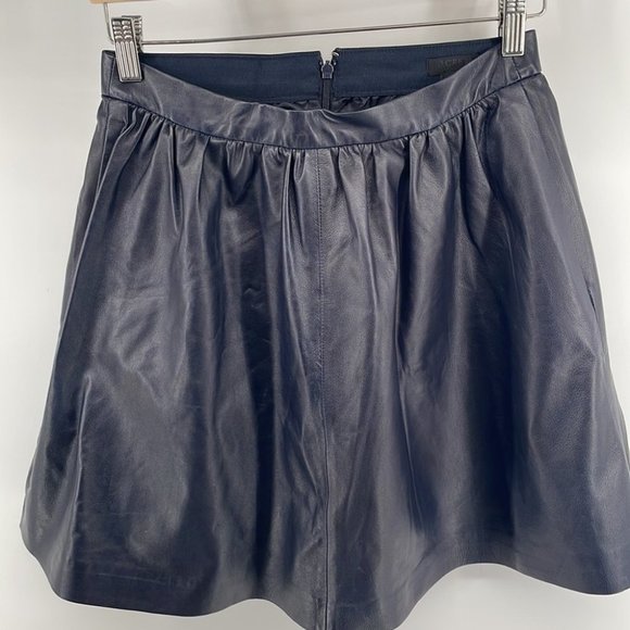 🫐J Crew Dark blue Leather Skater Skirt - Picture 2 of 10